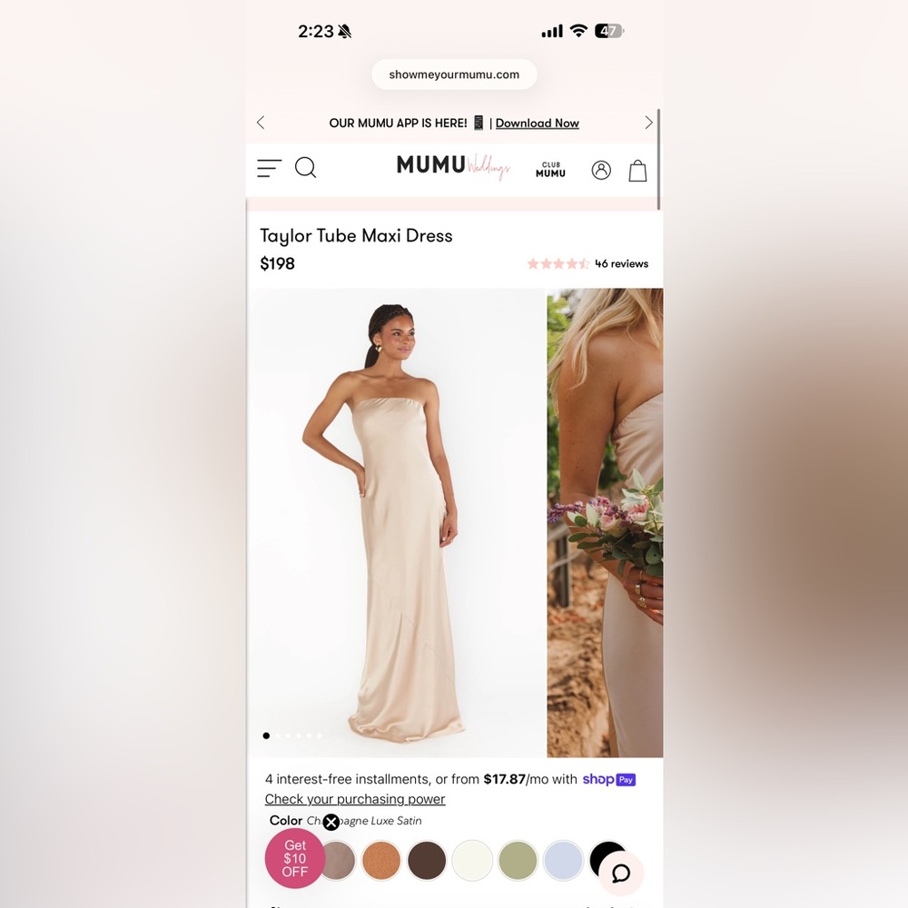Show Me Your MuMu Taylor Tube Maxi Dress in Champagne Luxe Satin